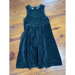 Vintage 1990s Laura Ashley Mother & Child Size 7 Velvet Green Girls Tank Dress